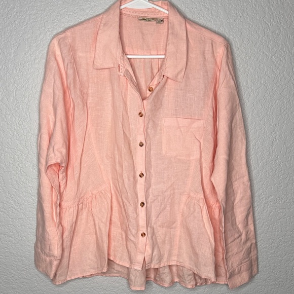 Holding Horses Anthropologie Linen Peplum Top Size M - Picture 2 of 9